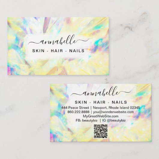 *~* AP26 OPAL Rainbow Crystal Etheral QR Prism Visitekaartje (Voorkant / Achterkant)