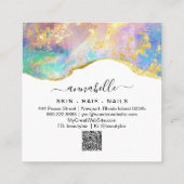 *~* AP26 OPAL Rainbow QR Gold Glitter Etheral Vierkante Visitekaartje (Achterkant)