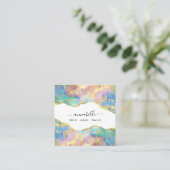 *~* AP26 OPAL Rainbow QR Gold Glitter Etheral Vierkante Visitekaartje (Staand voorkant)
