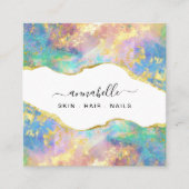 *~* AP26 OPAL Rainbow QR Gold Glitter Etheral Vierkante Visitekaartje (Voorkant)