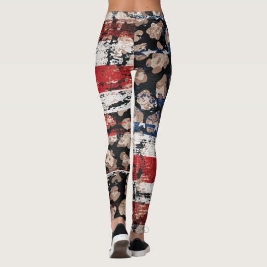 ~* AP27 Grunge USA Flag Leopard Glitter Leggings (Achterkant)