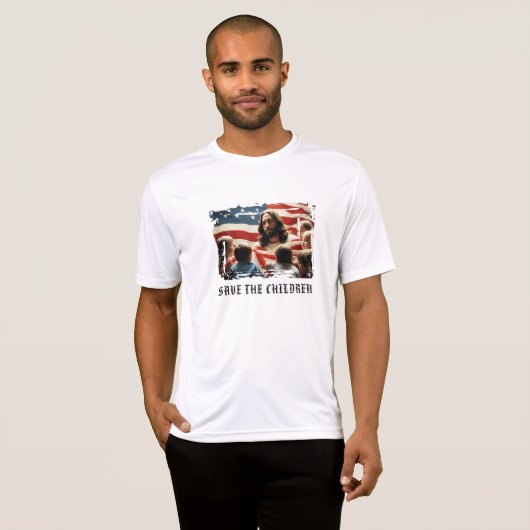*~* AP27 Patriottische Christelijke Kinderen Vlag  T-shirt (Voorkant volledig)