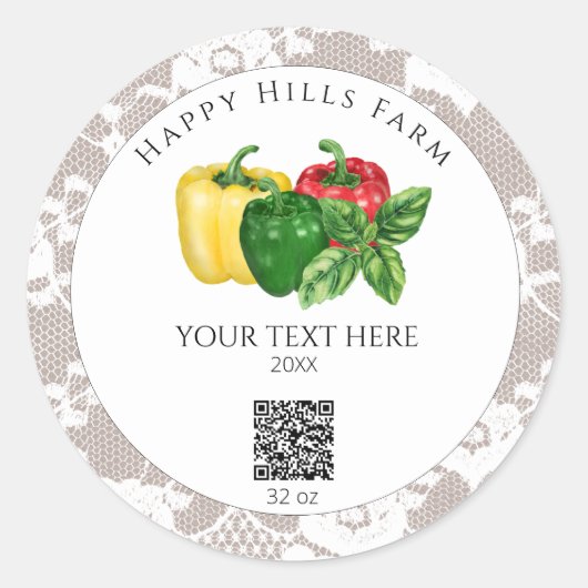 *~* AP30 Bell Peppers die QR Logo overbrengen Ronde Sticker (Voorkant)