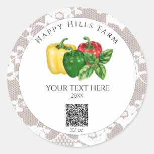 *~* AP30 Bell Peppers die QR Logo overbrengen Ronde Sticker
