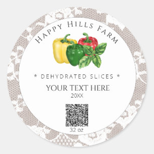 *~* AP30 DEHYDRATED Bell Peppers Canning QR Logo Ronde Sticker