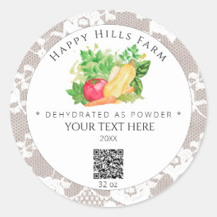 *~* AP30 DEHYDRATED Vegetables QR Logo Jar Ronde Sticker