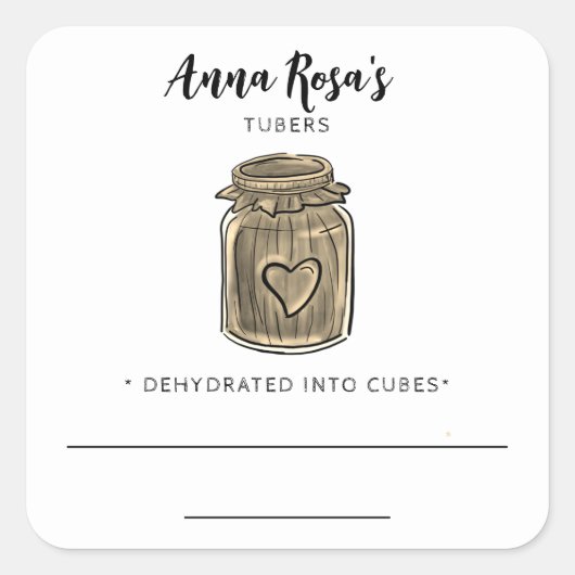 ** AP30 Gedehydrateerde knollen Blank Jar Labels.  Vierkante Sticker (Voorkant)