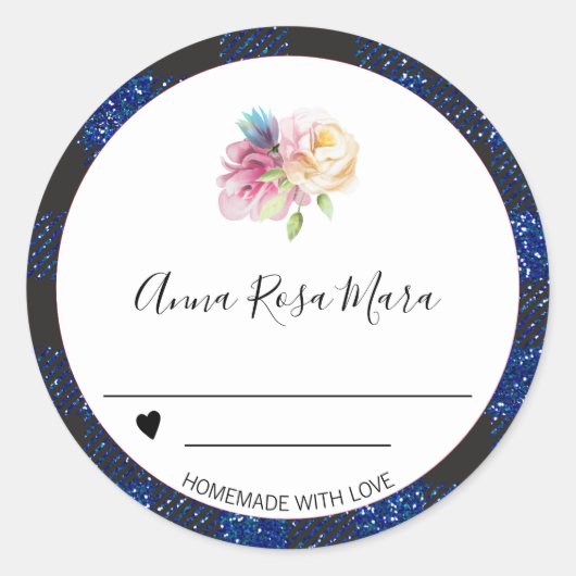 * AP30 Glitter Buffalo Gingham Canning zelfgemaakt Ronde Sticker (Voorkant)