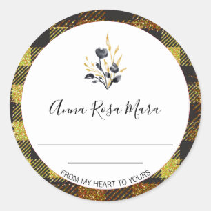 *~* AP30 Jam Buffalo Gingham kan Generiek homemade Ronde Sticker