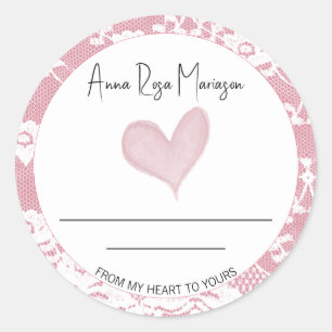 ** AP30 Kant Zelfgemaakt Roze Hart Generiek Ronde Sticker