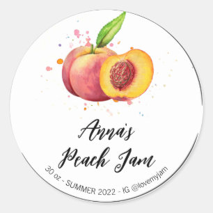 *~* AP30 Peach Homemade Jelly Jam PReserves Ronde Sticker