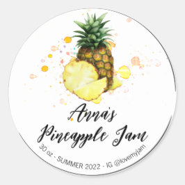 *~* AP30 PINEAPPLE Homemade Jelly Jam PReserves Ronde Sticker