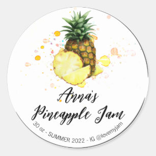 *~* AP30 PINEAPPLE Homemade Jelly Jam PReserves Ronde Sticker