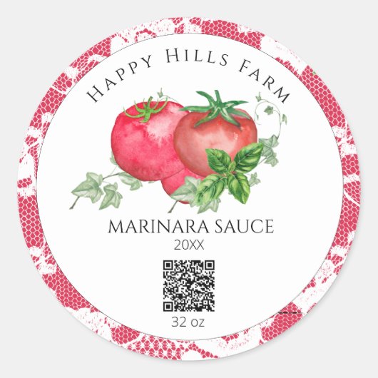 *~* AP30 Tomato QR Canning Jar Label (Voorkant)