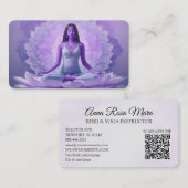 *~* AP32 Lavendel Lotus Yoga Vrouw QR Mandala Visitekaartje (Voorkant / Achterkant)
