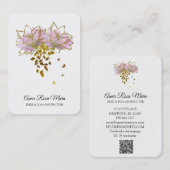 *~* AP32 Roze Lotus Butterfly Floral Logo Zen QR Visitekaartje (Voorkant / Achterkant)