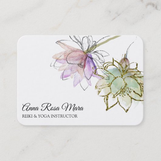 *~* AP32 Roze Lotus LOGO Bloem QR Yoga Visitekaartje (Voorkant)