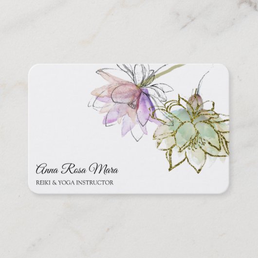 *~* AP32 Roze Lotus Yoga Flower Logo Zen QR Visitekaartje (Voorkant)