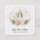 *~* AP32 Roze Lotus Yoga Woman QR Logo Vierkante Visitekaartje (Voorkant)