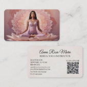 *~* AP32 Stoffig Roos Roze Lotus Vrouw QR Mandala Visitekaartje (Voorkant / Achterkant)
