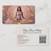 *~* AP32 Stoffig Roos Sterren Lotus Vrouw QR Manda Visitekaartje (Voorkant / Achterkant)
