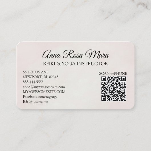 *~* AP32 Stoffig Roos Sterren Lotus Vrouw QR Manda Visitekaartje (Achterkant)