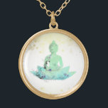 *~* AP33 Aqua Buddha Botanische Floral Lotus Goud Vergulden Ketting<br><div class="desc">(( Search id AP33 for gelijkaardige design )) Eenvoudige en Minimale Abstracte Boho Zen Waterverf zacht met GOLD gebieden. Er zijn opties in vorm en metaal het plukken kleuren in het Zilveren Bord en het Gouden Bord. * Energetisch verbeterde Boheemse Botanische Garland / Bouquet Floral / Flowers Pastel Modern Popular,...</div>