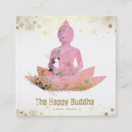 *~* AP33 Buddha QR Lotus Floral Botanical Zen Vierkante Visitekaartje