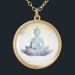 *~* AP33 Dusty BLUE Buddha Botanische Floral Lotus Goud Vergulden Ketting<br><div class="desc">(( Search id AP33 for gelijkaardige design )) Eenvoudige en Minimale Abstracte Boho Zen Waterverf zacht met GOLD gebieden. Er zijn opties in vorm en metaal het plukken kleuren in het Zilveren Bord en het Gouden Bord. * Energetisch verbeterde Boheemse Botanische Garland / Bouquet Floral / Flowers Pastel Modern Popular,...</div>