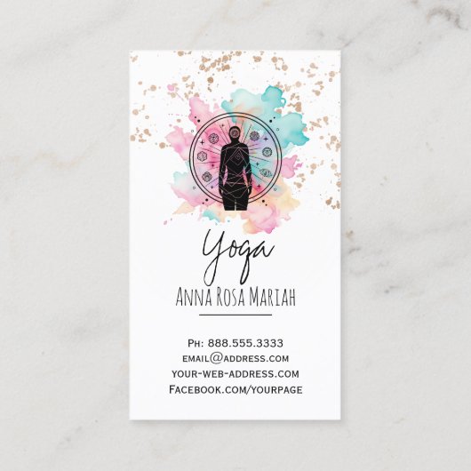 *~* AP33 Glitter Yoga Regenboog Chakra Spiritueel Visitekaartje (Achterkant)