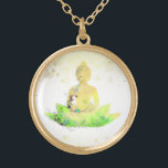*~* AP33 Green Buddha Botanical Floral Lotus Goud Vergulden Ketting<br><div class="desc">(( Search id AP33 for gelijkaardige design )) Eenvoudige en Minimale Abstracte Boho Zen Waterverf zacht met GOLD gebieden. Er zijn opties in vorm en metaal het plukken kleuren in het Zilveren Bord en het Gouden Bord. * Energetisch verbeterde Boheemse Botanische Garland / Bouquet Floral / Flowers Pastel Modern Popular,...</div>