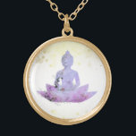 *~* AP33 Paarse Boeddha Botanische Floral Lotus Goud Vergulden Ketting<br><div class="desc">(( Search id AP33 for gelijkaardige design )) Eenvoudige en Minimale Abstracte Boho Zen Waterverf zacht met GOLD gebieden. Er zijn opties in vorm en metaal het plukken kleuren in het Zilveren Bord en het Gouden Bord. * Energetisch verbeterde Boheemse Botanische Garland / Bouquet Floral / Flowers Pastel Modern Popular,...</div>