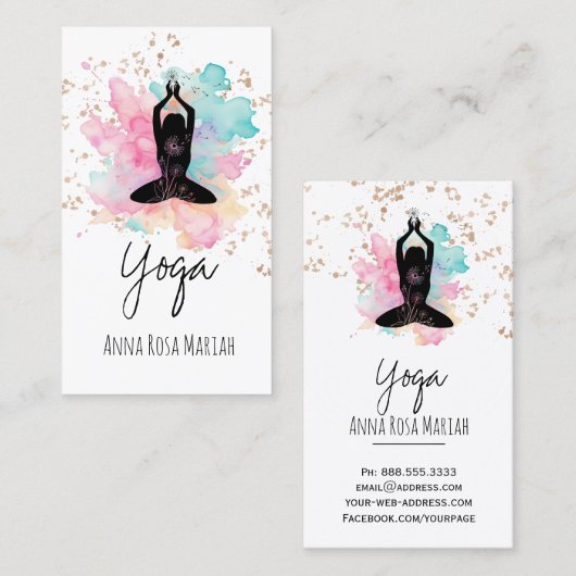 ** AP33 Rainbow Chakra Spirituele Glitter Yoga Visitekaartje (Voorkant / Achterkant)