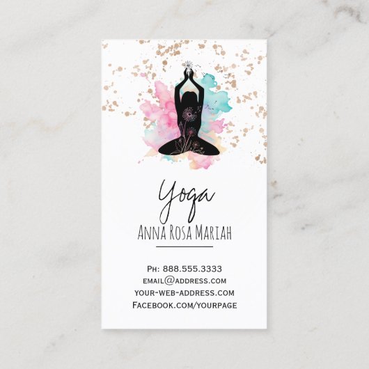 ** AP33 Rainbow Chakra Spirituele Glitter Yoga Visitekaartje (Achterkant)