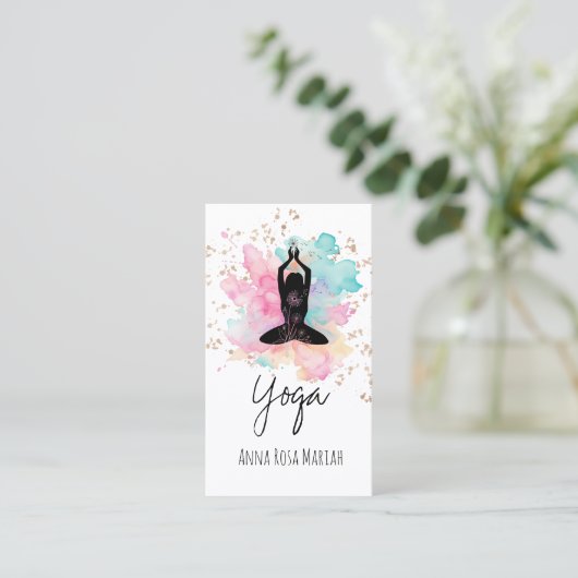 ** AP33 Rainbow Chakra Spirituele Glitter Yoga Visitekaartje (Staand voorkant)