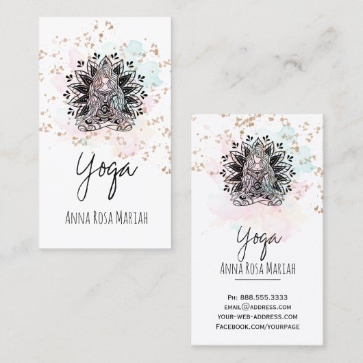 ** AP33 Rainbow Chakra Spirituele Yoga Glitter Visitekaartje (Voorkant / Achterkant)