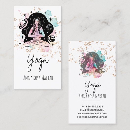 *~* AP33 Yog Rainbow Chakra Spirituele Glitter Visitekaartje (Voorkant / Achterkant)