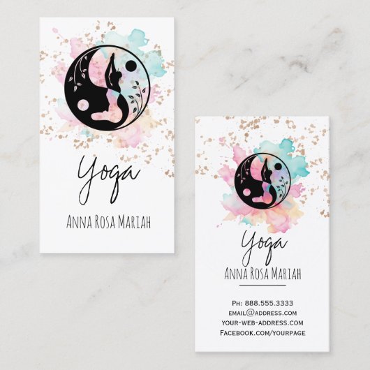 ** AP33 Yoga Regenboog Chakra Spiritueel Yin Yang Visitekaartje (Voorkant / Achterkant)