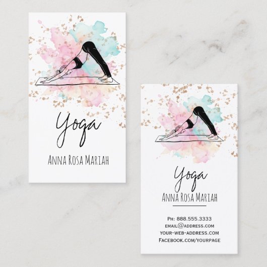 *~* AP33 Yoga Regenboog Chakra Spirituele Glitter Visitekaartje (Voorkant / Achterkant)