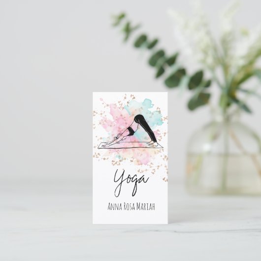 *~* AP33 Yoga Regenboog Chakra Spirituele Glitter Visitekaartje (Staand voorkant)