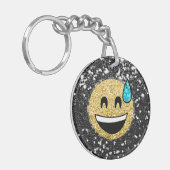 *~* AP40 Grinning QR Gezichtzweet Emoji Glitter Sleutelhanger (Voorkant Links)