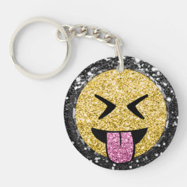 *~* AP40 Happy QR Tongue Mouth Emoji Glitter Sleutelhanger