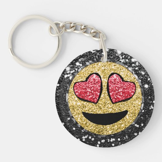 *~* AP40 Heart Shaped Eyes Emoji Sleutelhanger (Voorkant)