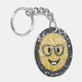 *~* AP40 Intelligente bril Nerd Emoji Glitter Sleutelhanger (Voorkant Links)