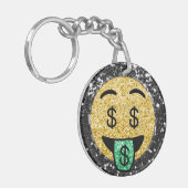 *~* AP40 LUCKY Dollar Signs Green Emoji Sleutelhan Sleutelhanger (Voorkant Links)