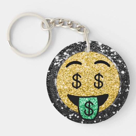*~* AP40 LUCKY Dollar Signs Green Emoji Sleutelhan Sleutelhanger (Voorkant)