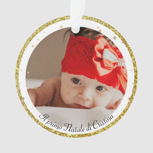*~* AP44 Eerste Kerstmis Gold Poinsettia PHOTO Ornament (voorkant)