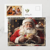 *~* AP44 Kerstmis Santa Cookies FOTO Glitter Feestdagenkaart (Voorkant / Achterkant)