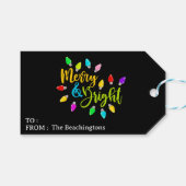 *~* AP44 PHOTO Merry Bright Kerstcadeau Label Cadeaulabel (Voorkant (Horizontaal))