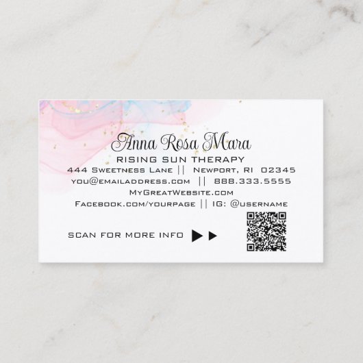 *~* AP46 Elegant Magisch Glitter QR Logo Visitekaartje (Achterkant)